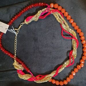 Elegant Red and Gold Beaded Necklace